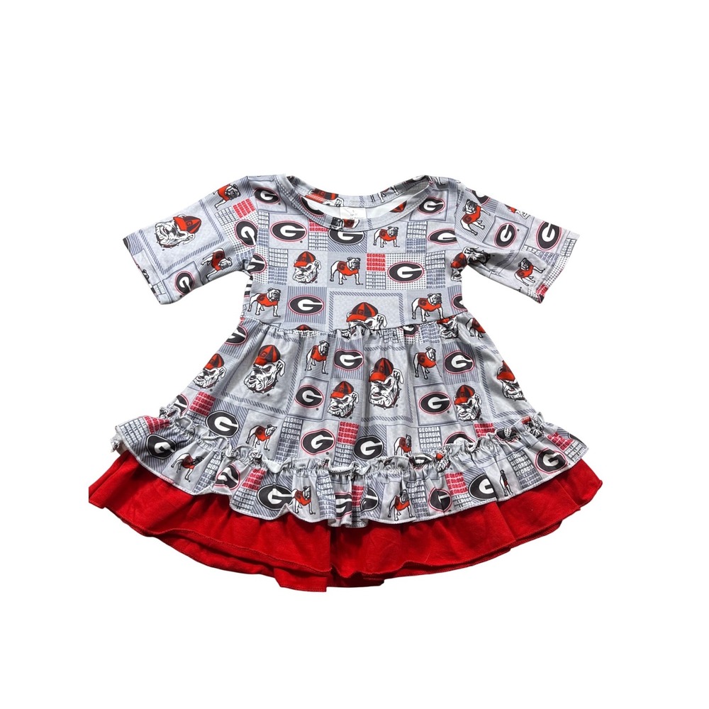 Georgia Bulldogs Toddler Girls Outfit 2T Ruffle Top Red Pants UGA Set